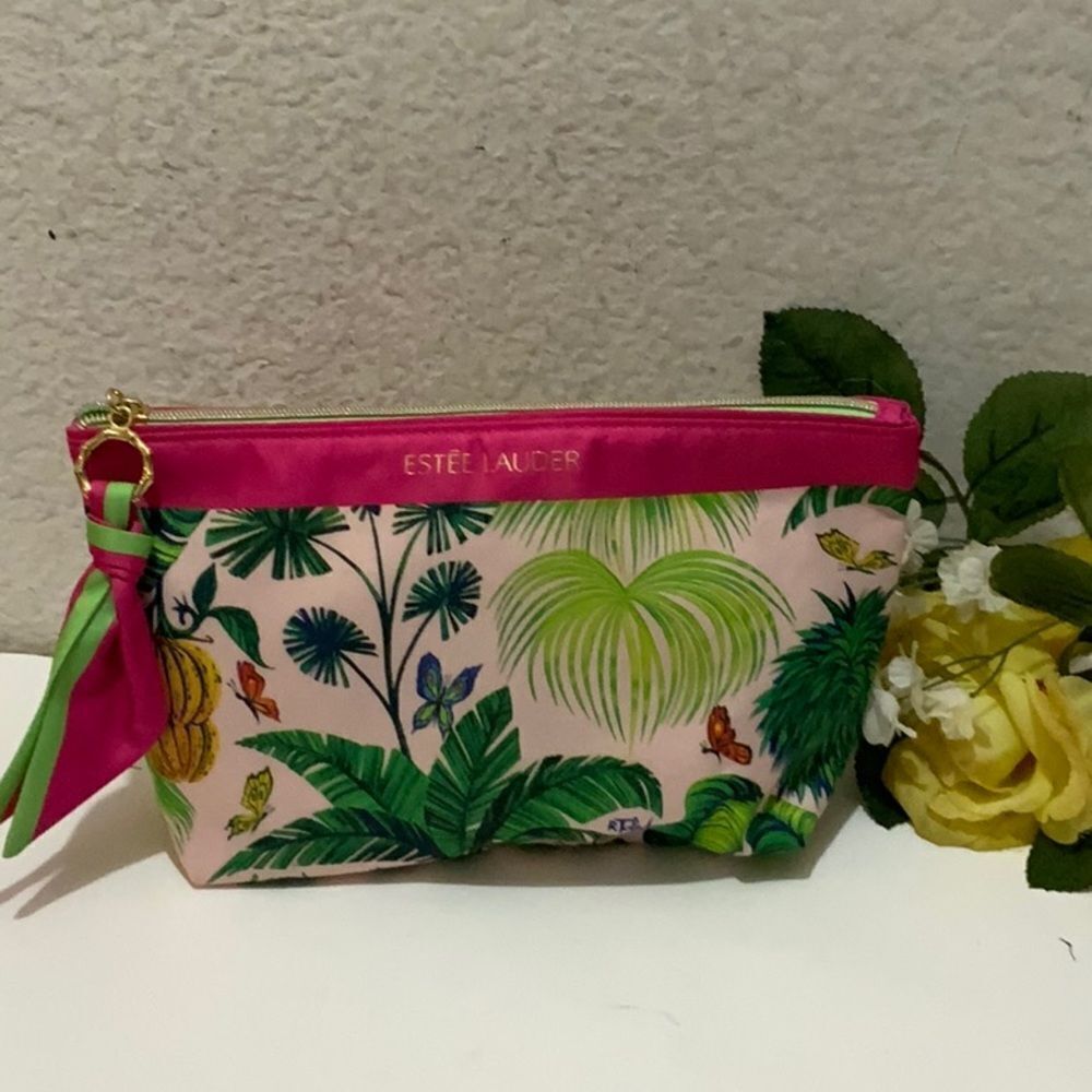 Estée Lauder make up empty bag for travel multicolor butterfly